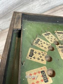 RARE Jeu de Bagatelle Antique en Bois de Poker de Table Lindstrom des Années 1930
