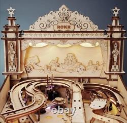 ROKR Puzzle en bois 3D machine de flipper 482 pièces, modèle DIY pour enfants et jeu de fête en famille