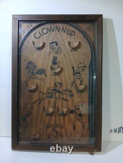 Rare Jeu de Flipper Vintage Clown-N-UP en Bois des Années 1930 ! Flipper en Bois