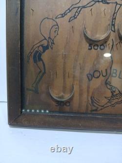 Rare Jeu de Flipper Vintage Clown-N-UP en Bois des Années 1930 ! Flipper en Bois