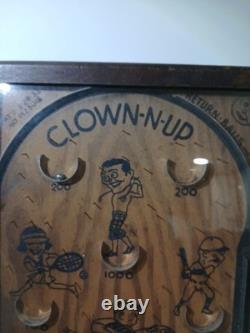 Rare Jeu de Flipper Vintage Clown-N-UP en Bois des Années 1930 ! Flipper en Bois