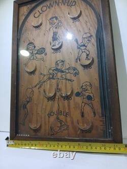 Rare Jeu de Flipper Vintage Clown-N-UP en Bois des Années 1930 ! Flipper en Bois