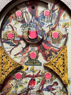 Rare Vintage des années 1930 Lindstrom's Nids d'Oiseaux Affichage Mural Bagatelle Flipper