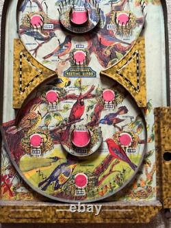 Rare Vintage des années 1930 Lindstrom's Nids d'Oiseaux Affichage Mural Bagatelle Flipper