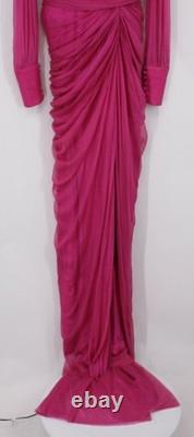 Rhea Costa Robe longue en tulle de soie Namira pour femme, taille IT44/UK10, fuchsia Ib