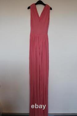 Robe CELINE sans manches rose avec décolleté en V et ourlet asymétrique à traîne EU36 UK8 NEUVE