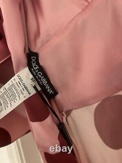 Robe Maxi en soie rose à pois Dolce Gabbana BNWT
