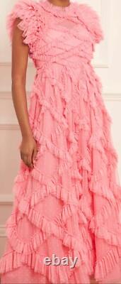 Robe à volants Genevieve 14 de Needle and Thread en corail, en parfait état