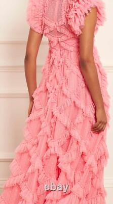 Robe à volants Genevieve 14 de Needle and Thread en corail, en parfait état