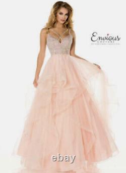 Robe de bal en tulle rose à embellissements scintillants, réduction de couture, neuve avec étiquette