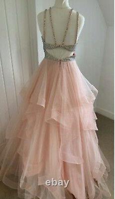 Robe de bal en tulle rose à embellissements scintillants, réduction de couture, neuve avec étiquette