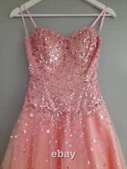 Robe de bal rose éblouissante en cristal avec corset et bustier à sequins, taille 2