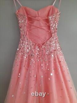 Robe de bal rose éblouissante en cristal avec corset et bustier à sequins, taille 2