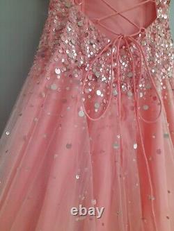 Robe de bal rose éblouissante en cristal avec corset et bustier à sequins, taille 2