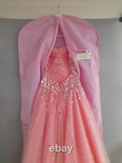 Robe de bal rose éblouissante en cristal avec corset et bustier à sequins, taille 2