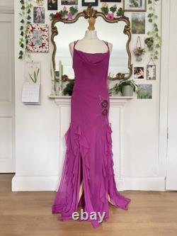 Robe de soirée à col drapé en perles florales vintage des années 2000