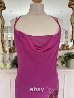 Robe de soirée à col drapé en perles florales vintage des années 2000