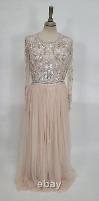 Robe de soirée cocktail en paillettes rose de Needle & Thread RARE, NEUVE, dans sa boîte #M