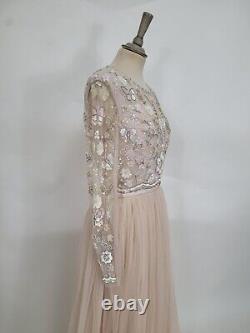 Robe de soirée cocktail en paillettes rose de Needle & Thread RARE, NEUVE, dans sa boîte #M