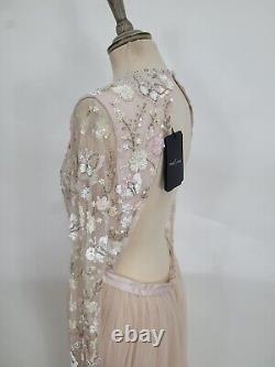 Robe de soirée cocktail en paillettes rose de Needle & Thread RARE, NEUVE, dans sa boîte #M