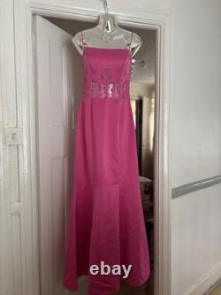 Robe de soirée maxi vintage Dave & Johnny Y2K rose perlée UK 10 US 7/8