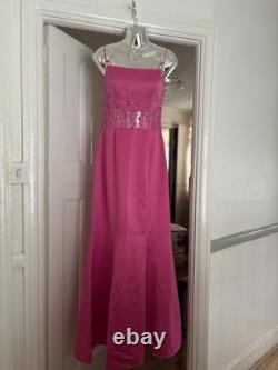 Robe de soirée maxi vintage Dave & Johnny Y2K rose perlée UK 10 US 7/8