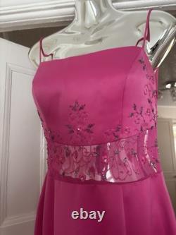 Robe de soirée maxi vintage Dave & Johnny Y2K rose perlée UK 10 US 7/8