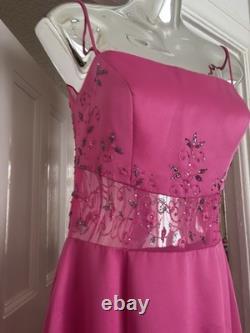 Robe de soirée maxi vintage Dave & Johnny Y2K rose perlée UK 10 US 7/8