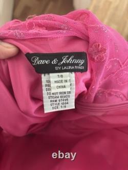Robe de soirée maxi vintage Dave & Johnny Y2K rose perlée UK 10 US 7/8