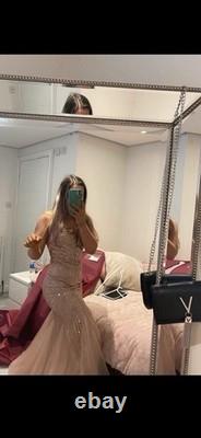 Robe de soirée rose poudré style sirène avec sequins, taille 8