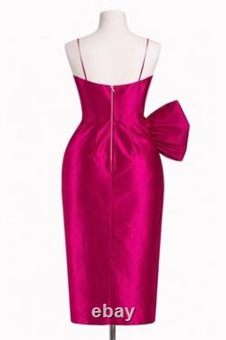 Robe midi en soie rose Rasario neuve avec étiquette et nœud, taille FR36 UK 6 RUS 42 IT38