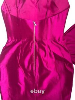 Robe midi en soie rose Rasario neuve avec étiquette et nœud, taille FR36 UK 6 RUS 42 IT38