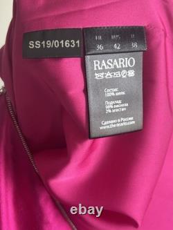 Robe midi en soie rose Rasario neuve avec étiquette et nœud, taille FR36 UK 6 RUS 42 IT38