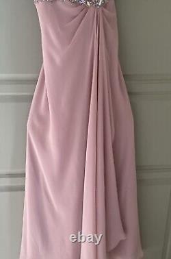 Robe par Elegancia UK 6 Rose pâle douce avec buste plissé et embellissement étincelant