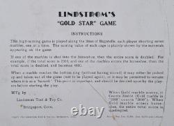 Sac de jeu Gold Star Lindstroms Bagatelle Vintage 1934 Fabriqué aux États-Unis Tabletop Pinball Marbl