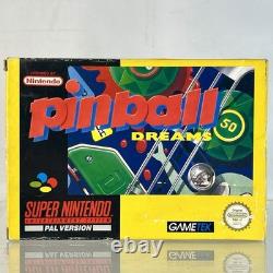 Super Nintendo PINBALL DREAMS JEU Digital Illusions 1994 SNES PAL Boîte TESTÉE