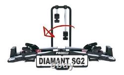 Support de vélo ProUser Diamant SG2 monté sur attelage pour 2 vélos avec verrouillage, inclinable et pliable, charge de 60 kg