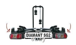 Support de vélo ProUser Diamant SG2 monté sur attelage pour 2 vélos avec verrouillage, inclinable et pliable, charge de 60 kg