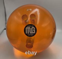 ULTRA RARE BOULE DE BOWLING ACRYLIQUE TRANSPARENTE ORANGE MG MIKASA DES ANNÉES 1970 4m-14942