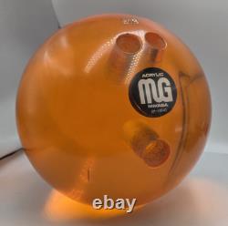ULTRA RARE BOULE DE BOWLING ACRYLIQUE TRANSPARENTE ORANGE MG MIKASA DES ANNÉES 1970 4m-14942