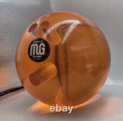 ULTRA RARE BOULE DE BOWLING ACRYLIQUE TRANSPARENTE ORANGE MG MIKASA DES ANNÉES 1970 4m-14942