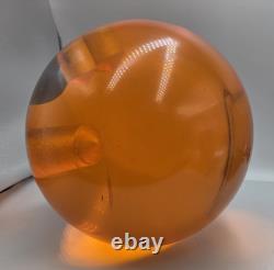ULTRA RARE BOULE DE BOWLING ACRYLIQUE TRANSPARENTE ORANGE MG MIKASA DES ANNÉES 1970 4m-14942