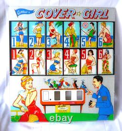 Véritable vitre arrière/plexiglas de flipper Gottlieb Cover Girl des années 1960, 50 cm x 56 cm