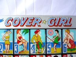 Véritable vitre arrière/plexiglas de flipper Gottlieb Cover Girl des années 1960, 50 cm x 56 cm
