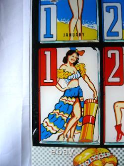 Véritable vitre arrière/plexiglas de flipper Gottlieb Cover Girl des années 1960, 50 cm x 56 cm