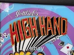 Verre de fond original Gottlieb’s High Hand pour flipper d’arcade, encadré, 59 cm x 54 cm