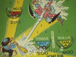 Vintage Poosh-M-Up Jr. 4 en 1 Baseball Pinball des années 30-40 avec rare boule en cuivre